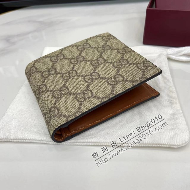 Gucci專櫃古馳最新款Emblem系列雙折錢包男士短夾錢包 jh2692型號：821201